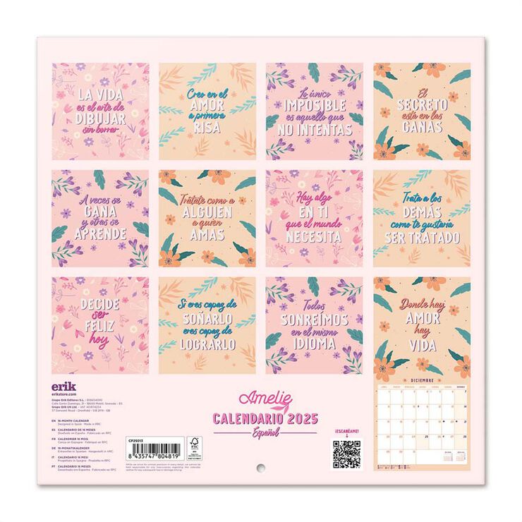Calendari Paret 2025 30x30cm Amelie