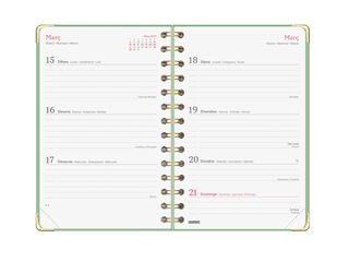 Agenda Finocam Alma Semana Vista Horizontal 2027 Catal&aacute;n Verde