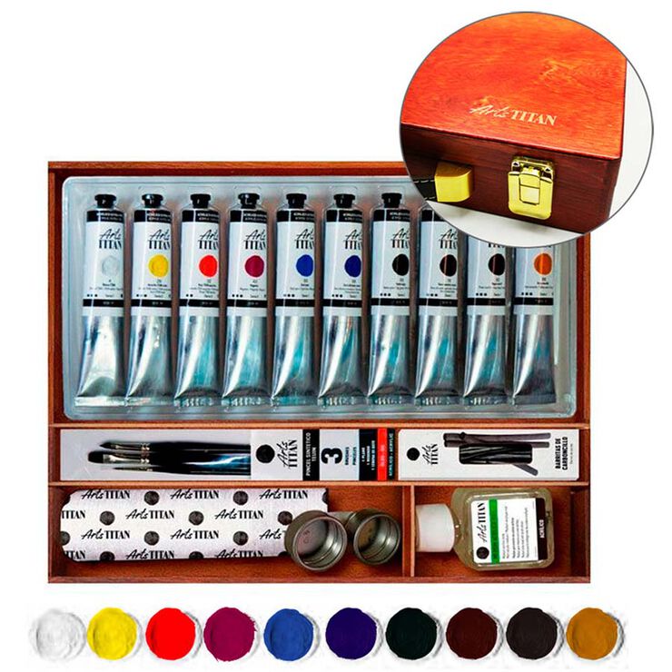 Set Pintura Acrílica Titan 60ml caja madera