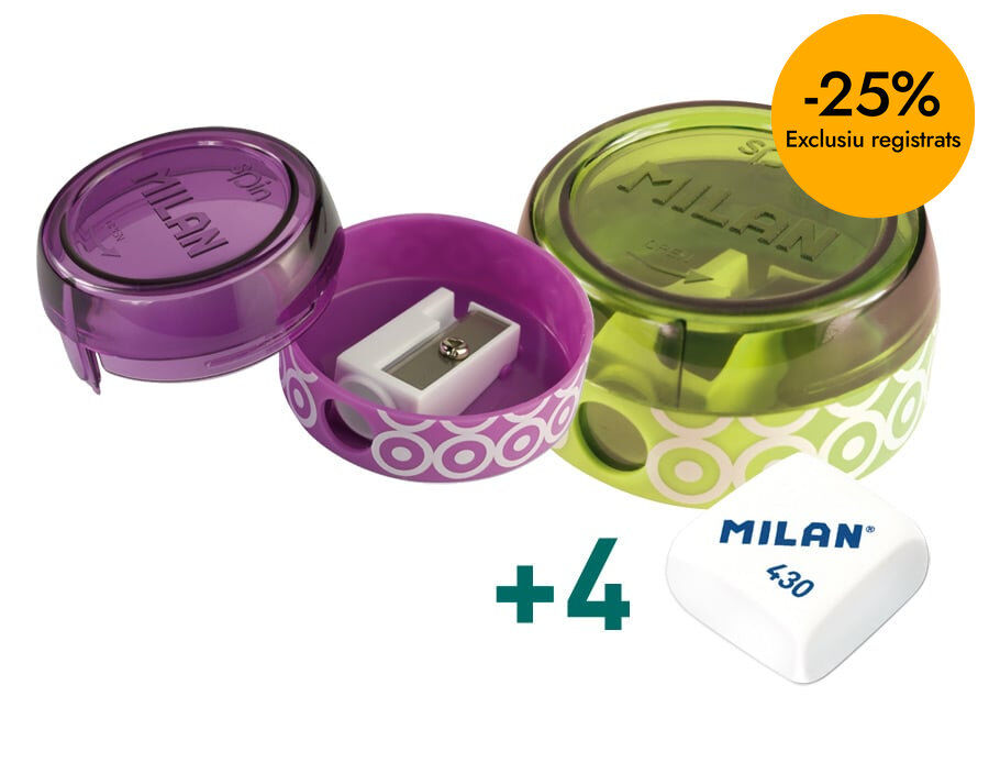 Sacapuntas Milan Spin + 4 gomas 430
