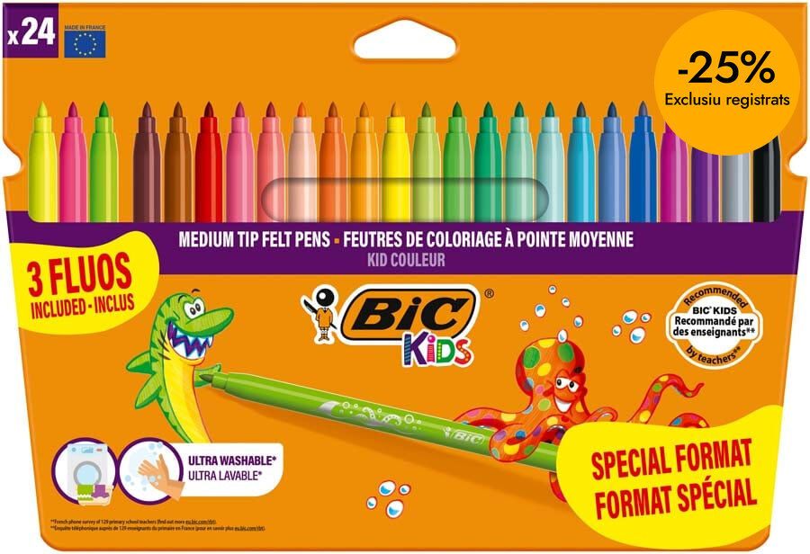 Rotuladores de colores Bic&nbsp;Kids&nbsp;Color 18+6u
