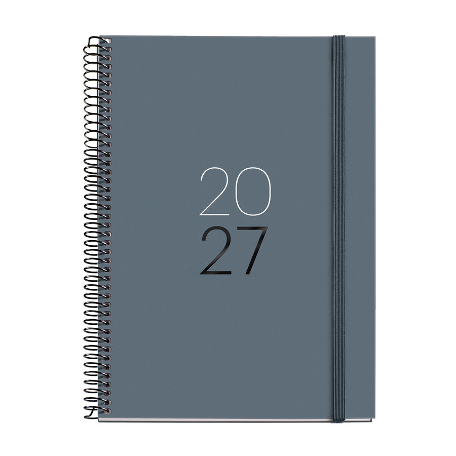 Agenda Miquelrius Espiral Plus Dia P&agrave;gina Multiling&uuml;e 2027 Calm Grafit