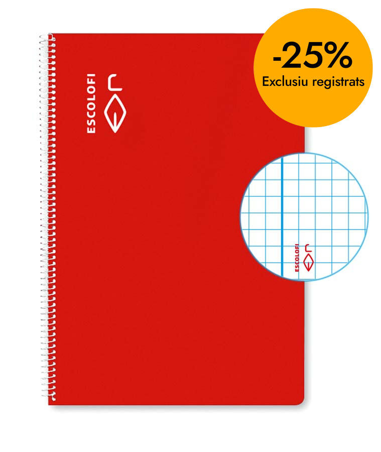 Libreta espiral Escolofi Folio 50 hojas 3x3 margen rojo