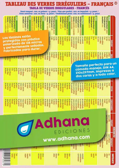 Adha franc&egrave;s/tableau verbes irreg.
