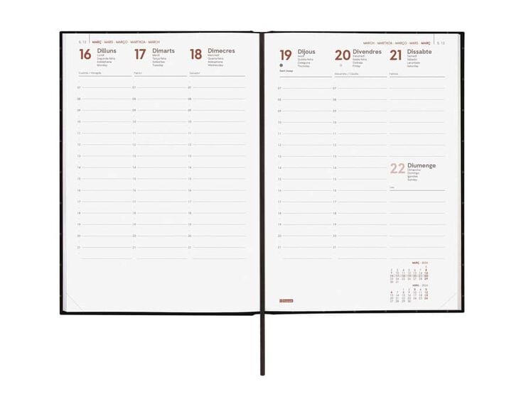 Agenda Finocam Porto Y10 sem/vista vertical cat 2026 negro