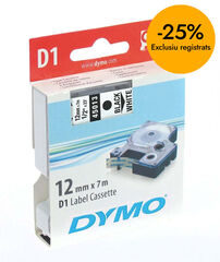 Cinta Dymo 3500 blanco/negro 12mm