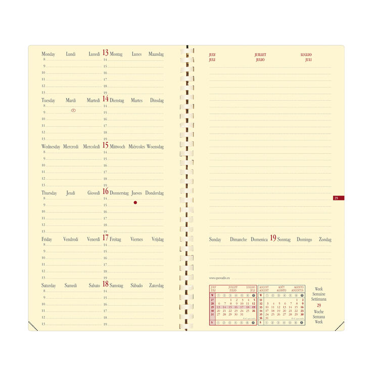 Agenda Quo Vadis 13M Italnote 10x17 cm Semana Vista Multiling&uuml;e 2027 Negro