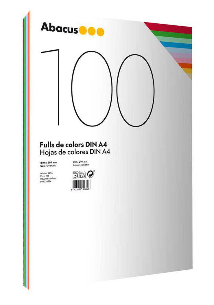 Papel de colores Abacus A4 100 hojas