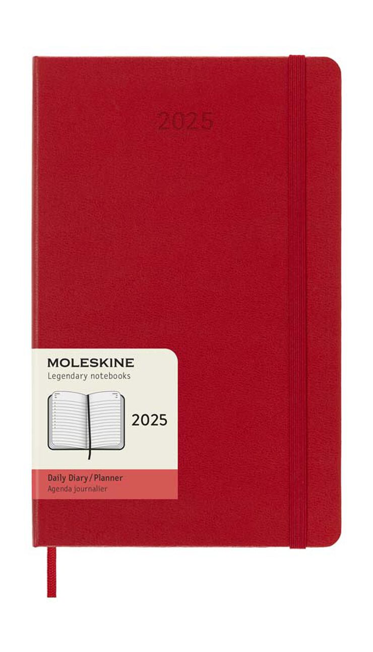 Agenda Moleskine 12m día/pág 2025 L rojo