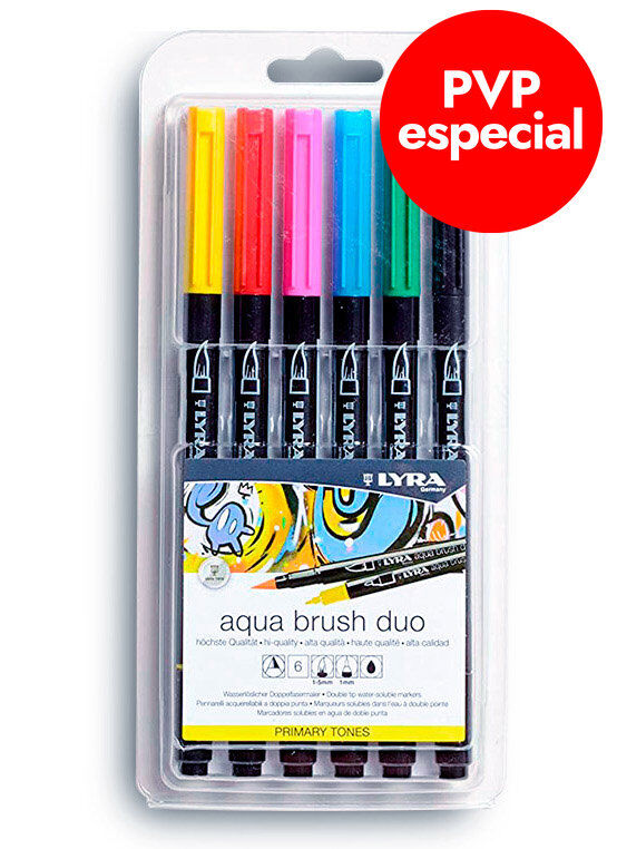 Rotuladores Lyra Aqua Brush Duo Pastel 6 colores