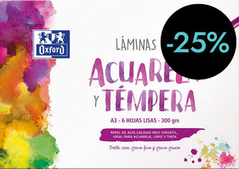 Làmines aquarel·la/tèmpera Oxford A3 300g 6 fulls