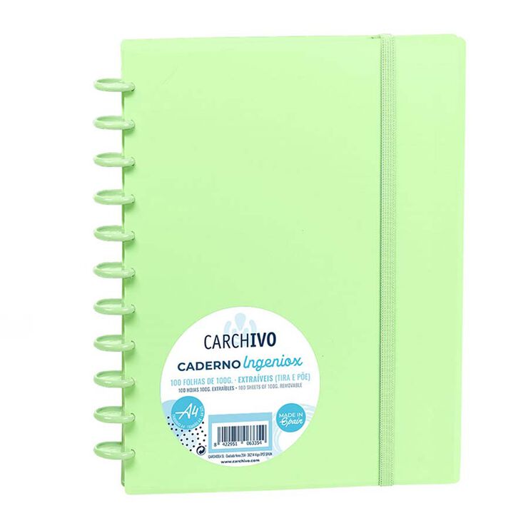 Cuaderno Ingeniox A4 100 H Cuadríc Verde Pastel