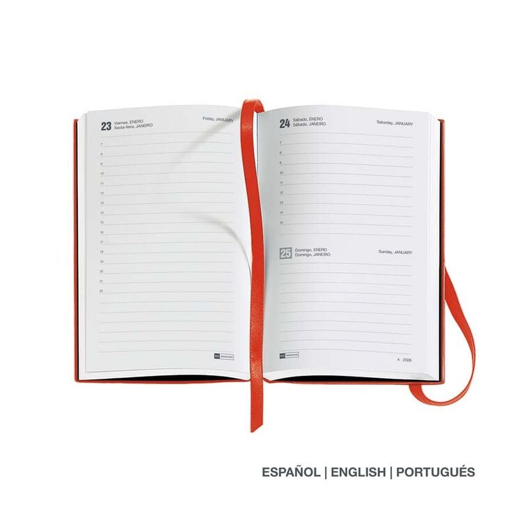 Agenda Miquelrius Passport 9x14 dia/pàg mult 2026 Luxor vermell