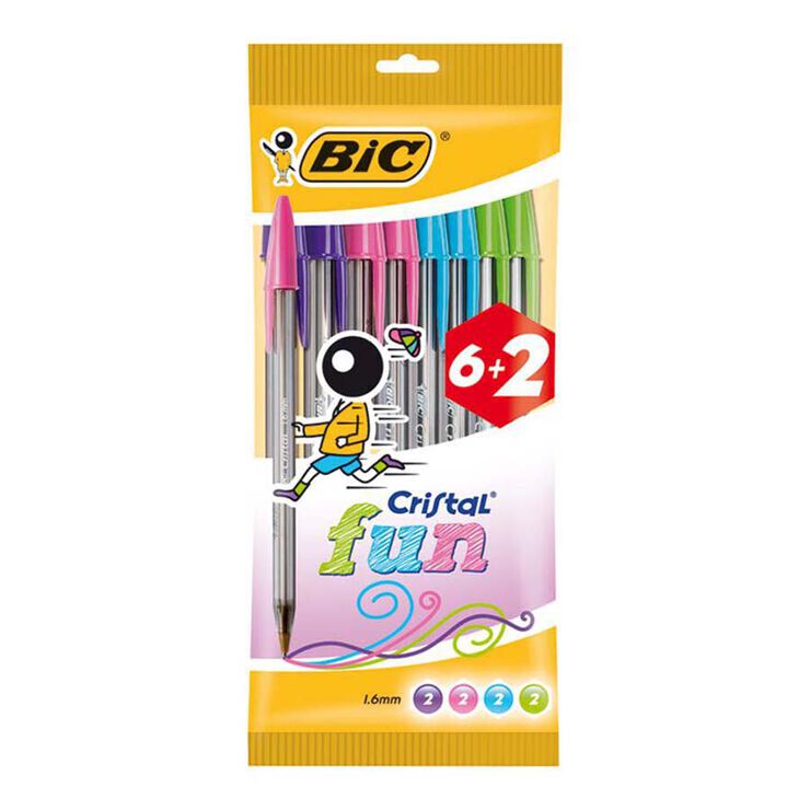 Bolígrafs Bic Cristal Fun Large 6+2 colors