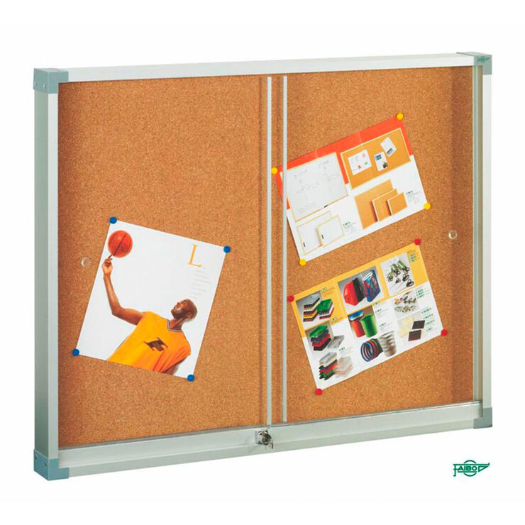 Vitrina panel corcho/puertas cristal Faibo 90x120cm
