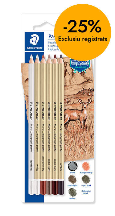Llapis Staedtler Mars Lumograph S&egrave;pia pastel 6 colors