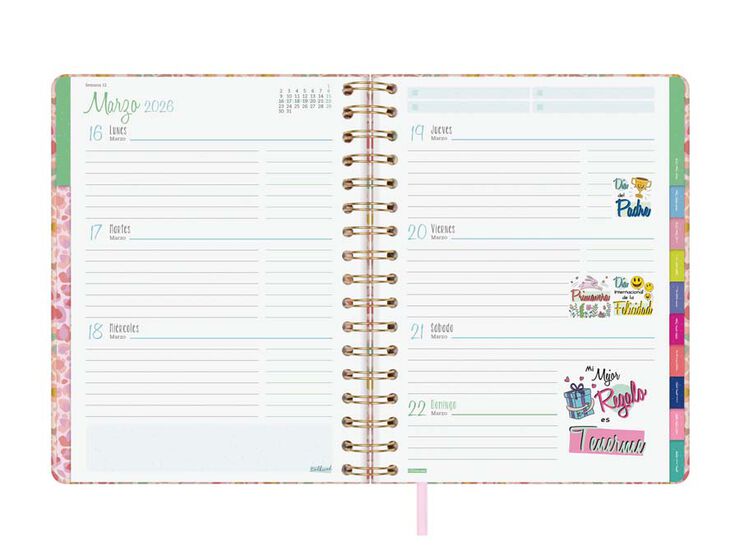 Agenda Finocam Talkual 1/4 sem/vista horizontal cas 2026 Oro