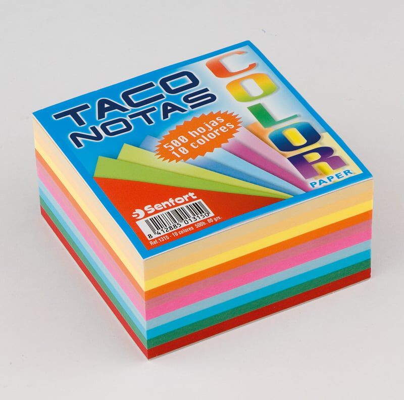 Tac encolado Senfort 10x10cm 10 colores 500 hojas