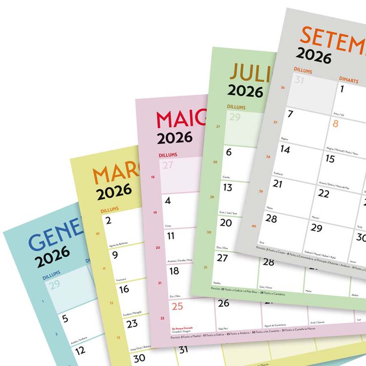 Calendario pared Finocam Escribir Grafik A4 2026 catalán