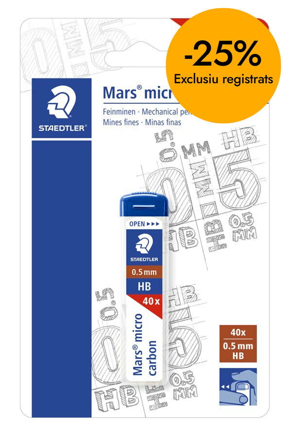 Minas grafito Staedtler Mars Micro Carbon 0,5mm HB 40u