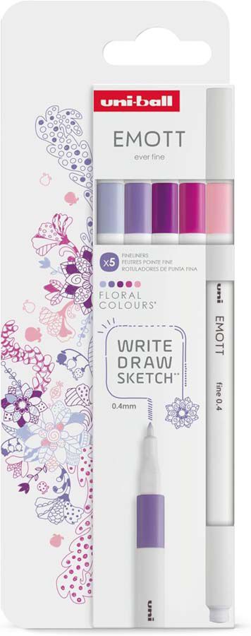Rotuladores Emott Uni-Ball Emott 5 colores Florales