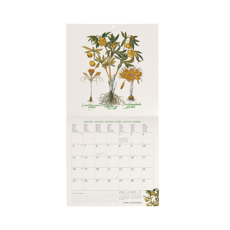 Calendario Legami 18x18 Pared Herbarium Multiling&uuml;e 2027