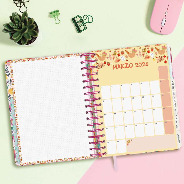 Agenda Finocam 16 meses Vitae 1/4 sem/vista cas 2025-26 rosa