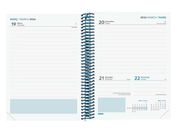 Agenda Finocam escolar Diva 1/4 día/pág cat 2025-26 selva