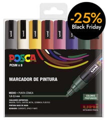 Rotuladores Posca PC-5M 1,8-2,5mm oscuros 8 colores