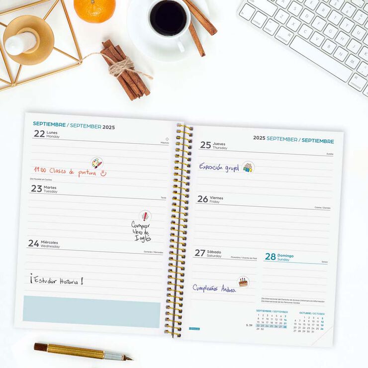 Agenda Finocam escolar Secundaria 1/4 sem/vista cas 2025-26 tropic