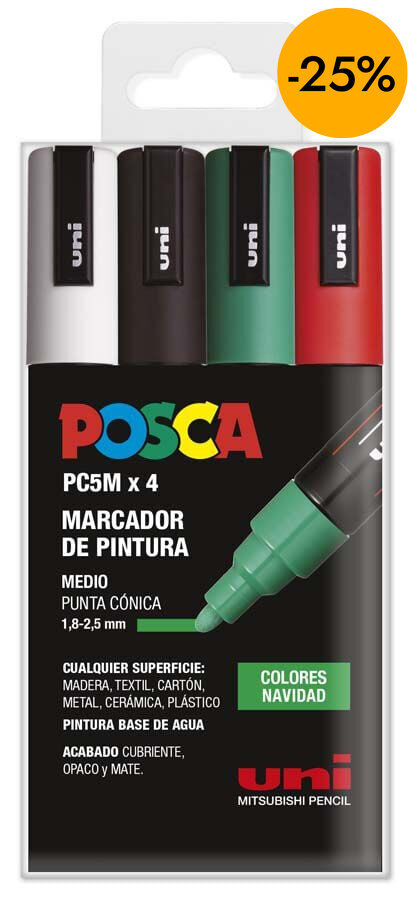 Rotuladores Posca PC-5M 1,8-2,5mm Navidad 4 colores