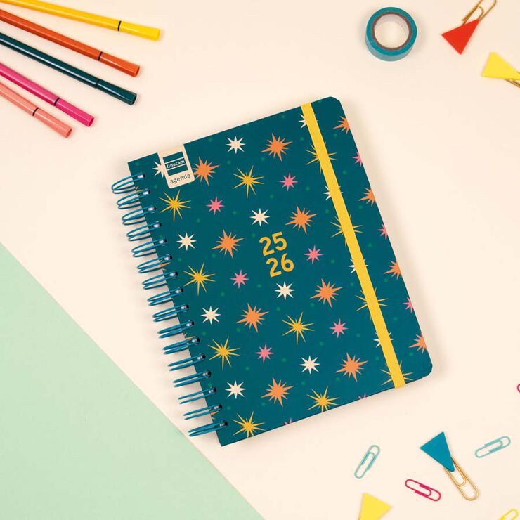 Agenda Finocam escolar Cosmo 1/4  día/pág cat 2025-26 stars