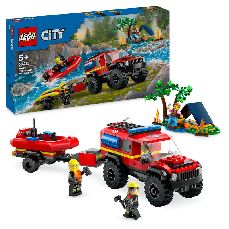 LEGO&reg; City Cami&oacute;n de Bomberos 4x4 con Barco de Rescate 60412