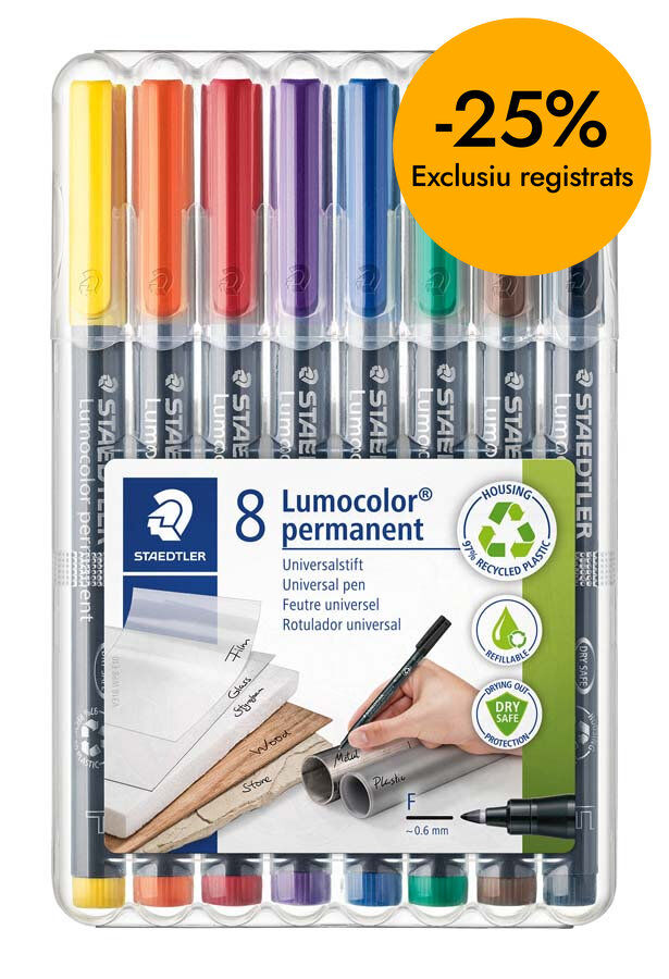 Rotuladores permanentes Staedtler Lumocolor fina 8 colores