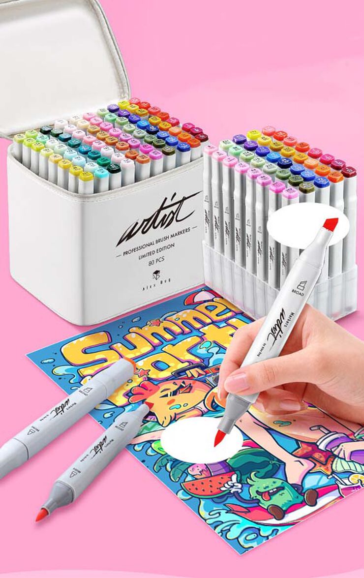 Estoig 80 Retoladors doble punta Roymart Artist Brush