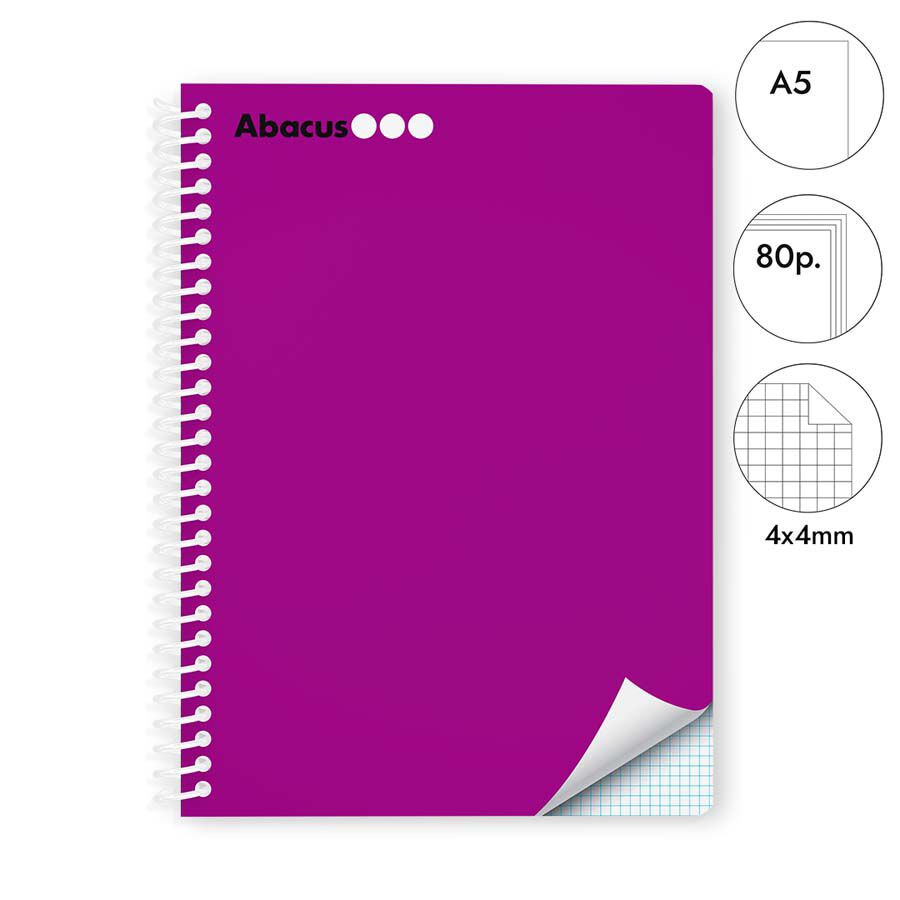 Libreta espiral Abacus A5 80 hojas 4x4mm lila