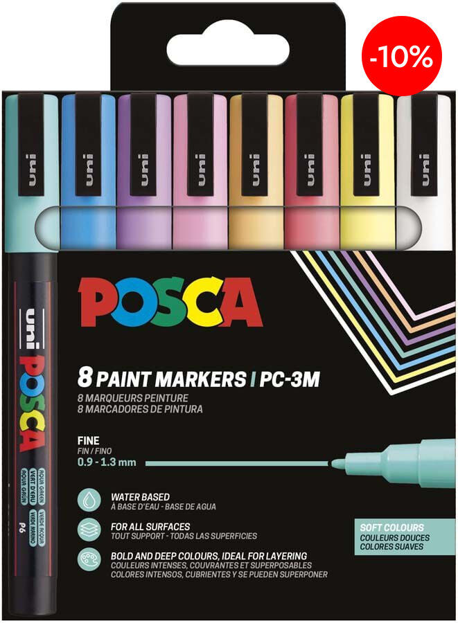 Retoladors Posca PC-3M 0,9-1,3mm Pastel 8 colors