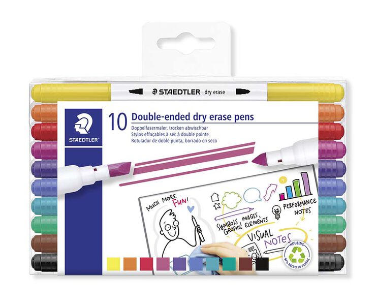 Retoladors Pissarra blanca doble punta Staedtler 10 colors