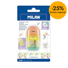 Sacapuntas + goma Milan Capsule Fluo