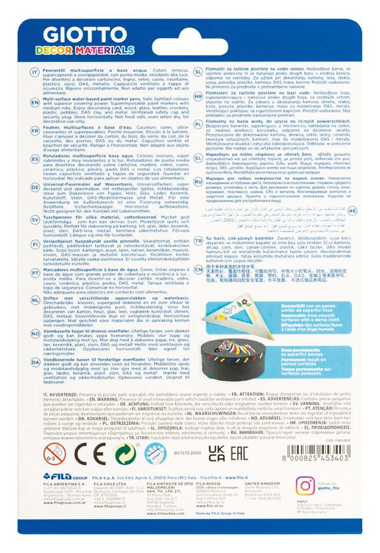 Rotuladores Giotto Decor Materials 12 colores
