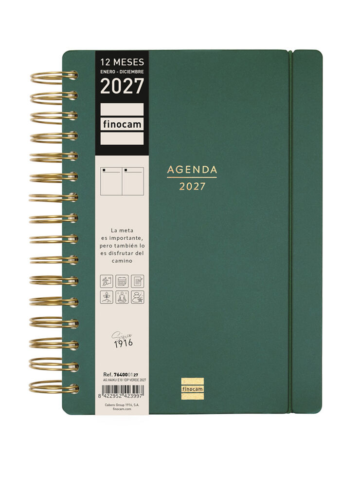 Agenda Finocam Haiku D&iacute;a P&aacute;gina 2027 Castellano Verde