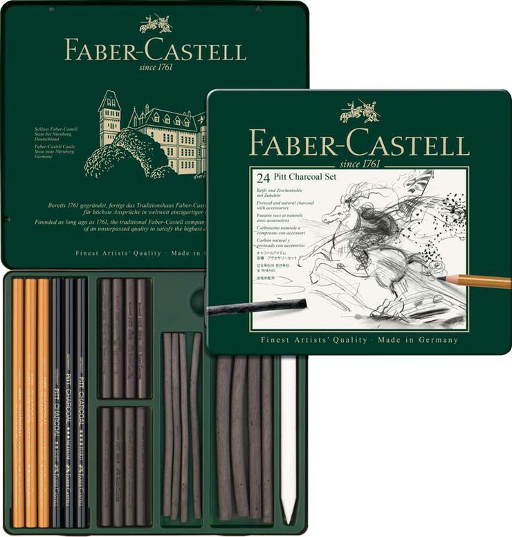 Carbonet Faber-Castell Pitt carbó 24u - estoig metall