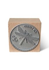 Sello Exlibris madera Libélula 6x6cm