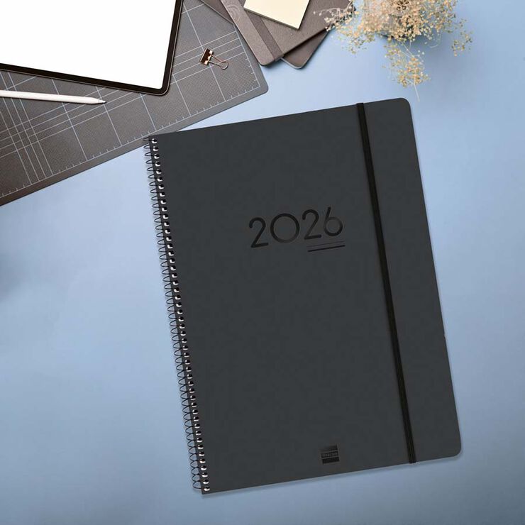 Agenda Finocam 16 meses Ikon E40 sem/vista vertical mult 2025-26 negro