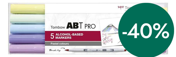 Rotulador Tombow Abt Pro Dual Brush pastel 5 colores