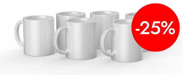 Tazas Mug Press 350 ml blanco 6u