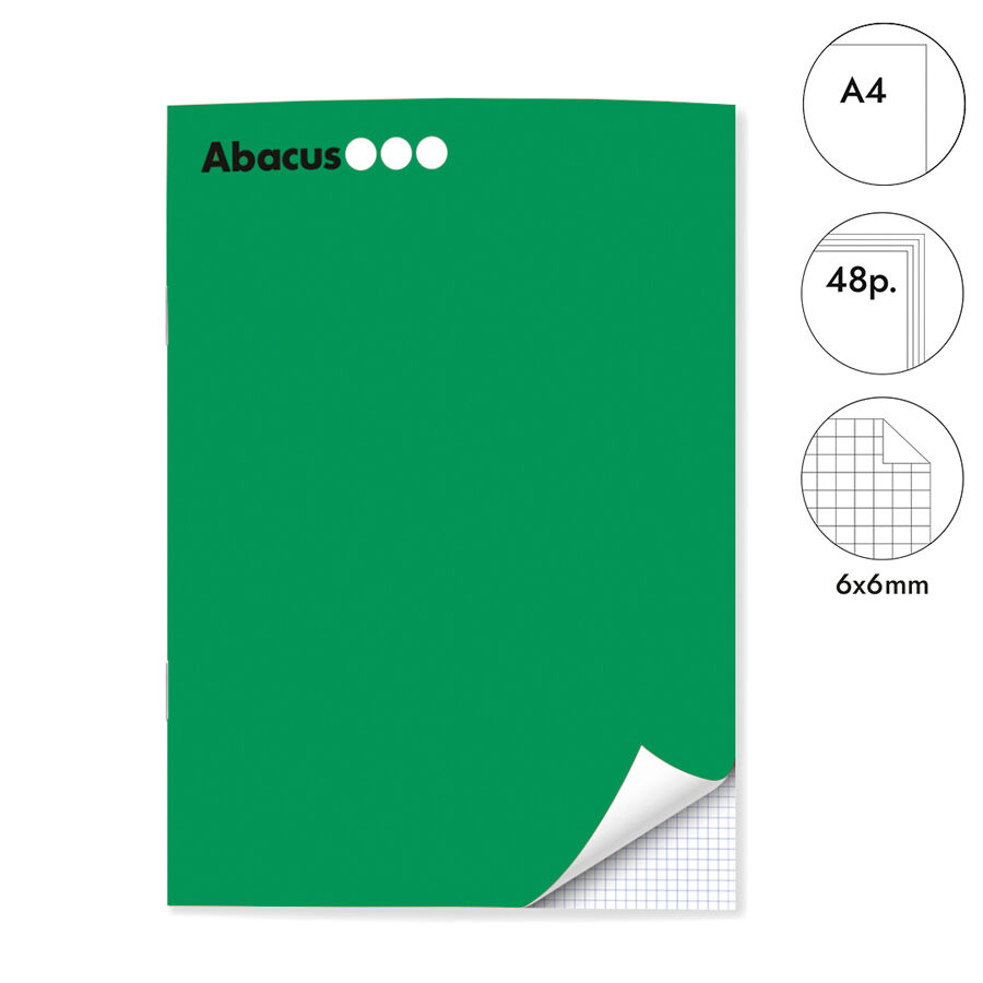 Llibreta grapada Abacus A4 48 fulls 6x6mm verd