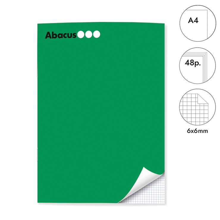 Libreta grapada Abacus A4 48 hojas 6x6mm verde