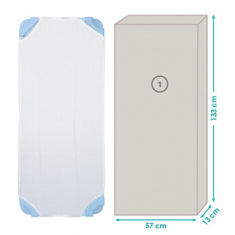 Cama montada con s&aacute;bana 131x55x11cm