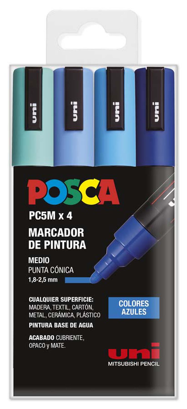 Rotuladores Posca PC-5M azules 4 colores